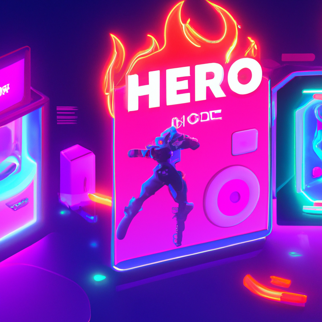 ArcadeForge hero artwork — neon arcade scene with HUD overlays